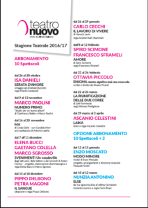 Locandina stagione teatrale 2016 2017 del Teatro Nuovo